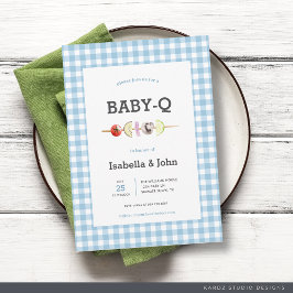 Convite de Chá de Bebê para o Casal Blue Gingham B
