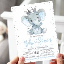 Convite de Chá de Bebê para Príncipe Elefante Meni
