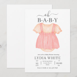 Convite de Chá de Bebê para Roupas de Bebê, Chá de