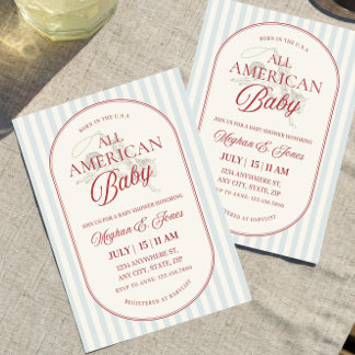 Convite de Chá de Bebê Patriótico Americano, Quatr