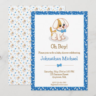 Convite de Chá de Bebê Personalizado com Cachorrin