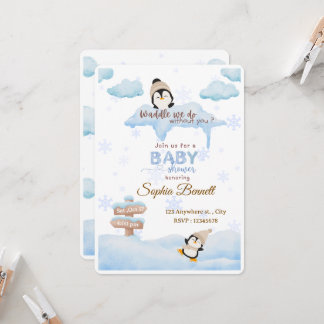 Convite de chá de bebê Pinguim
