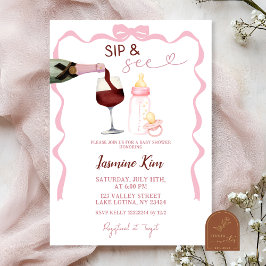 Convite de Chá de Bebê Pink Girl Sip and See