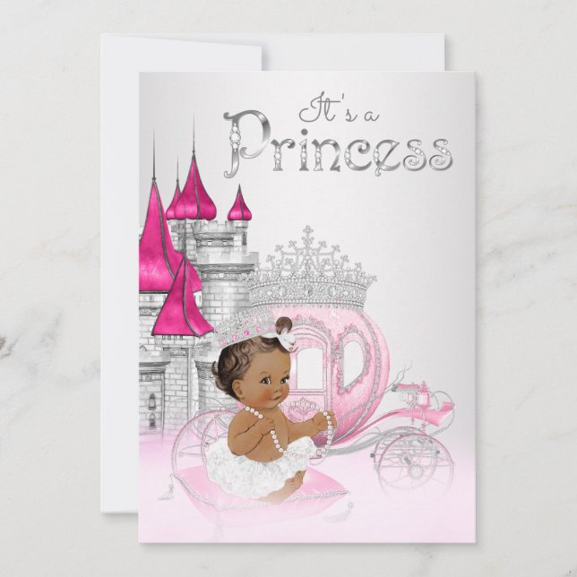Convite de Chá de Bebê Princesa Afro-Americana (Frente)