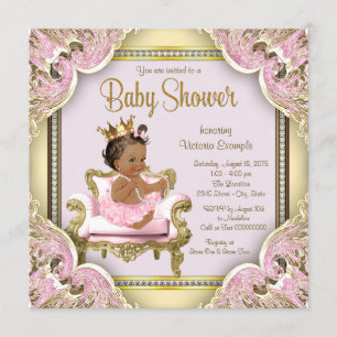 Convite de Chá de Bebê Princesa Afro-Americana