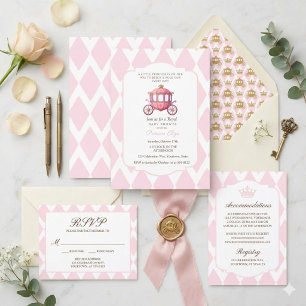Convite de Chá de Bebê Princesa Argyle Rosa