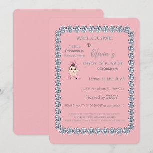 Convite de Chá de Bebê Princesa Rosa Flo Elegant