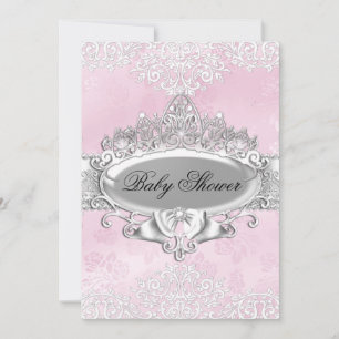 Convite de chá de bebê Princesa Rosa Tiara & Damas