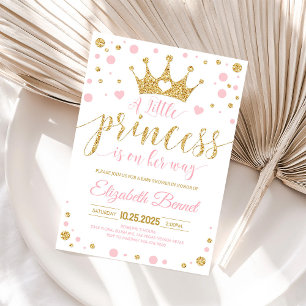 Convite de Chá de Bebê Princesinha Ouro Rosa