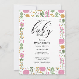 Convite de Chá de Bebê Quadro Flor Silvestre Natur
