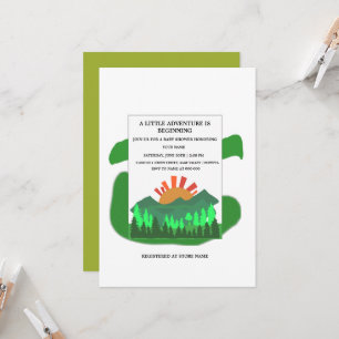 Convite de Chá de Bebê Retro Montanha Floresta Sag