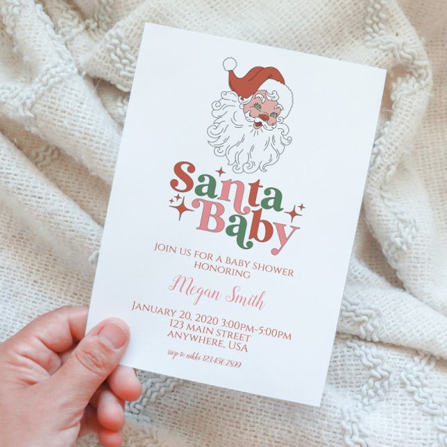 Convite de Chá de Bebê Retrô Santa Baby (Criador carregado)