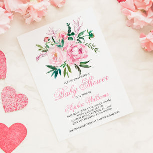 Convite de Chá de Bebê Rosa Bege
