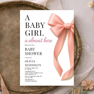 Convite de Chá de Bebê Rosa Coquette