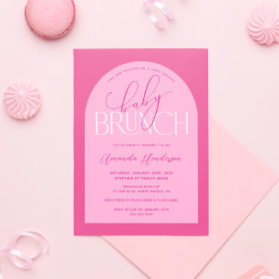 Convite de Chá de Bebê Rosa Menina Brunch
