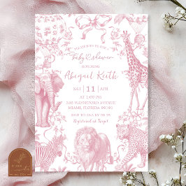Convite de Chá de Bebê Safari Toile Rosa