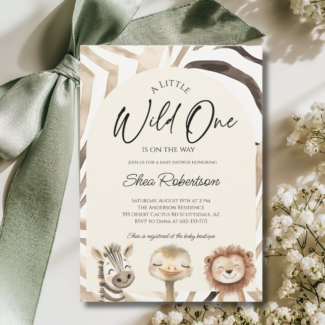 Convite de Chá de Bebê Safari Wild One (Criador carregado)