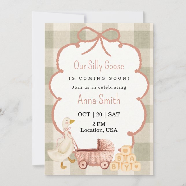 Convite de Chá de Bebê "Silly Goose" (Frente)