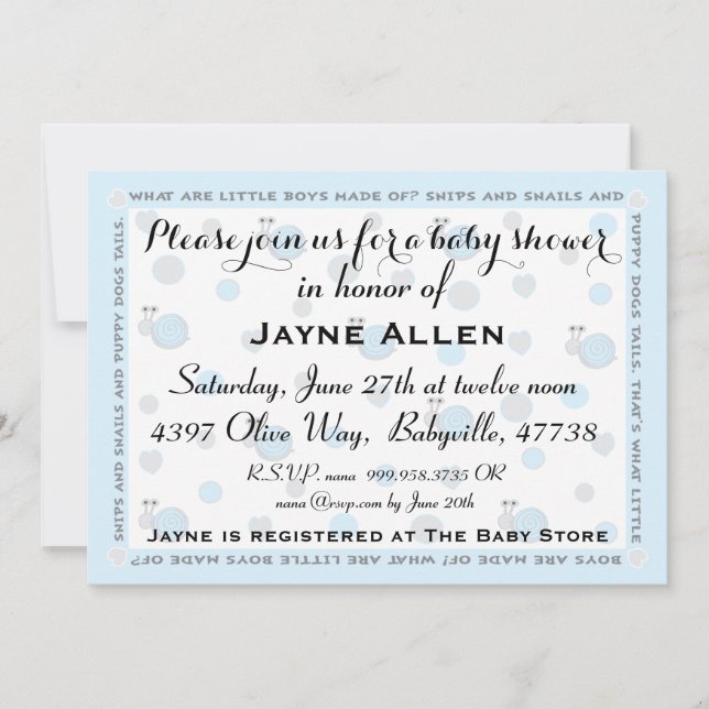 Convite de Chá de Bebê "Snips and Snails" (Frente)