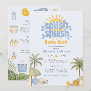 Convite de Chá de Bebê Splish Splash Piscina/Praia