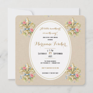 Convite de chá de bebê Sweetheart neutral Fleur de