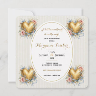 Convite de chá de bebê Sweetheart neutral Fleur de