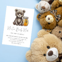 Convite de Chá de Bebê Teddy Bearly Wait