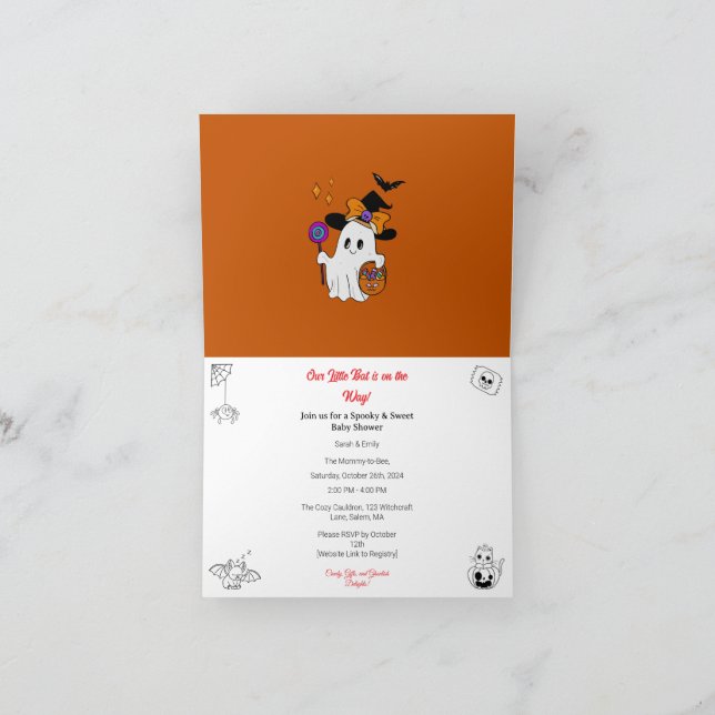 Convite de Chá de Bebê Temático de Halloween (Interior)