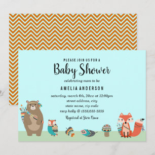 Convite de Chá de Bebê Tribal Animal