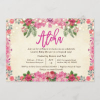 Convite de Chá de Bebê Tropical Aloha Luau