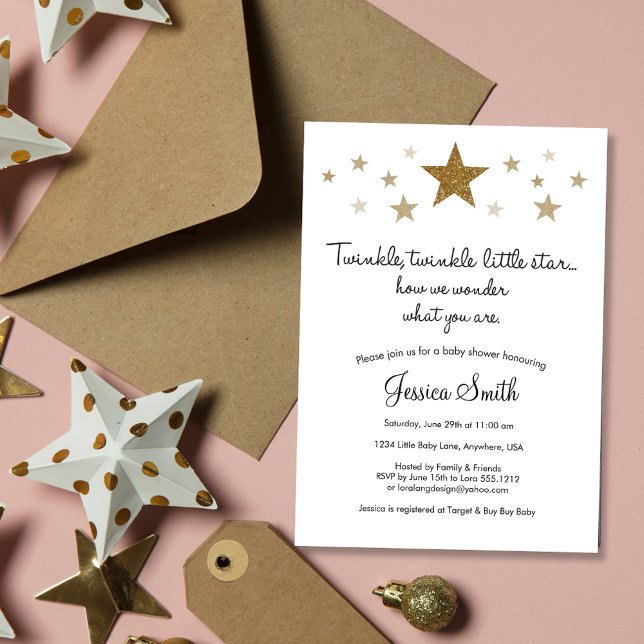 Convite de Chá de Bebê Twinke Twinkle Little Star (Criador carregado)