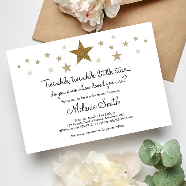 Convite de Chá de Bebê Twinkle Twinkle Little Star (Criador carregado)