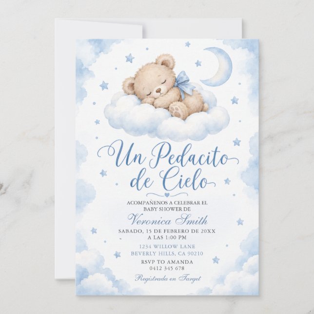 Convite de Chá de Bebê Um Pedacito de Cielo (Frente)