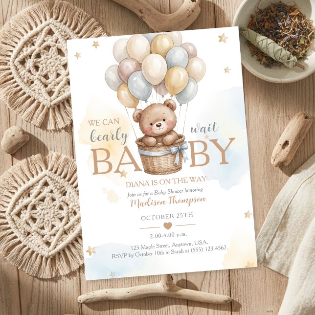 Convite de Chá de Bebê Urso de Pelúcia (Criador carregado)
