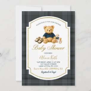 convite de chá de bebê urso luxuoso