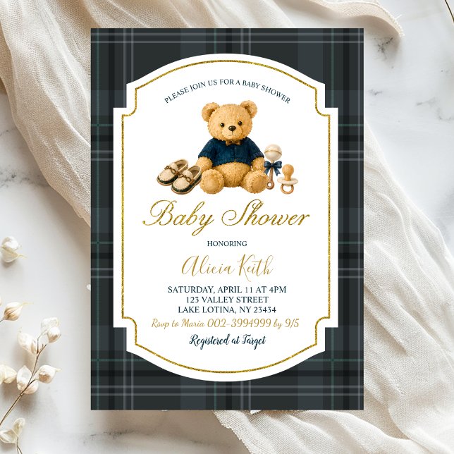 convite de chá de bebê urso luxuoso (Criador carregado)