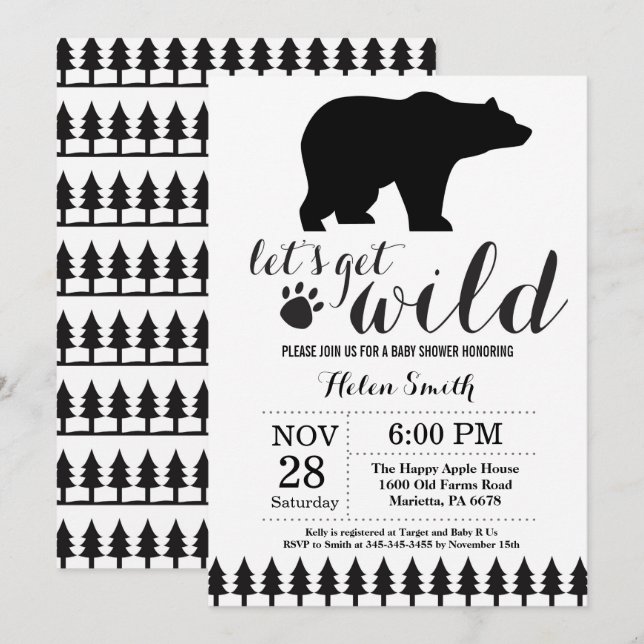 Convite de Chá de Bebê Urso Polar (Frente/Verso)