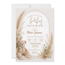 Convite de Chá de Bebê Urso Teddy Boho