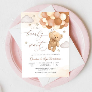 Convite de Chá de Bebê Urso Teddy Fofo