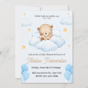 Convite de Chá de Bebê Urso Teddy Fofo