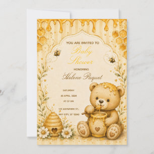 Convite de Chá de Bebê Urso Teddy Mel