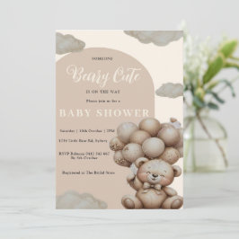 Convite de Chá de Bebê Urso Teddy Neutro