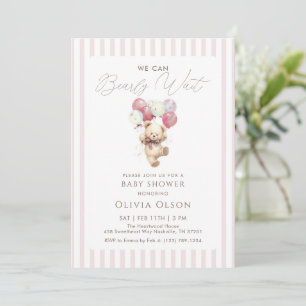 Convite de Chá de Bebê Urso Teddy Rosa Malva Beary