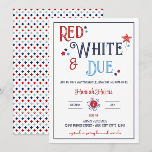 Convite de Chá de Bebê Vermelho Branco e Pronto