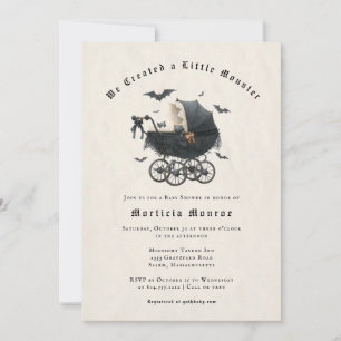 Convite de Chá de Bebê Vintage Gótico para o Hallo