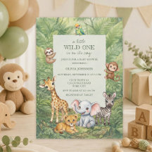Convite de Chá de Bebê Wild One Selva Tropical