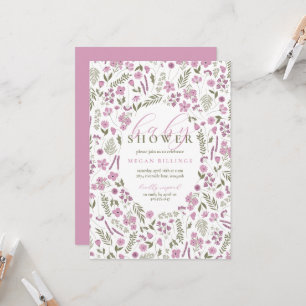 convite de chá de bebê wildflower - roxo