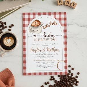 convite de chá de bebê xadrez bebê está sendo prep