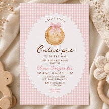 Convite de Chá de Bebê Xadrez Rosa Cutie Pie