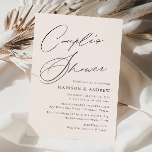 Convite de Chá de Casal Creme com Letra Elegante M
